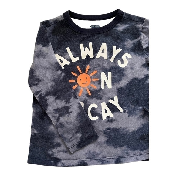 OLD Navy casual blue watercolor graphic design shirt/pullover long sleeves Boy3T - Picture 4 of 12